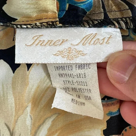 VTG 1980's Inner Most Night Gown Robe Set Floral Satin Silky Romantic Cottagcore - Picture 14 of 16